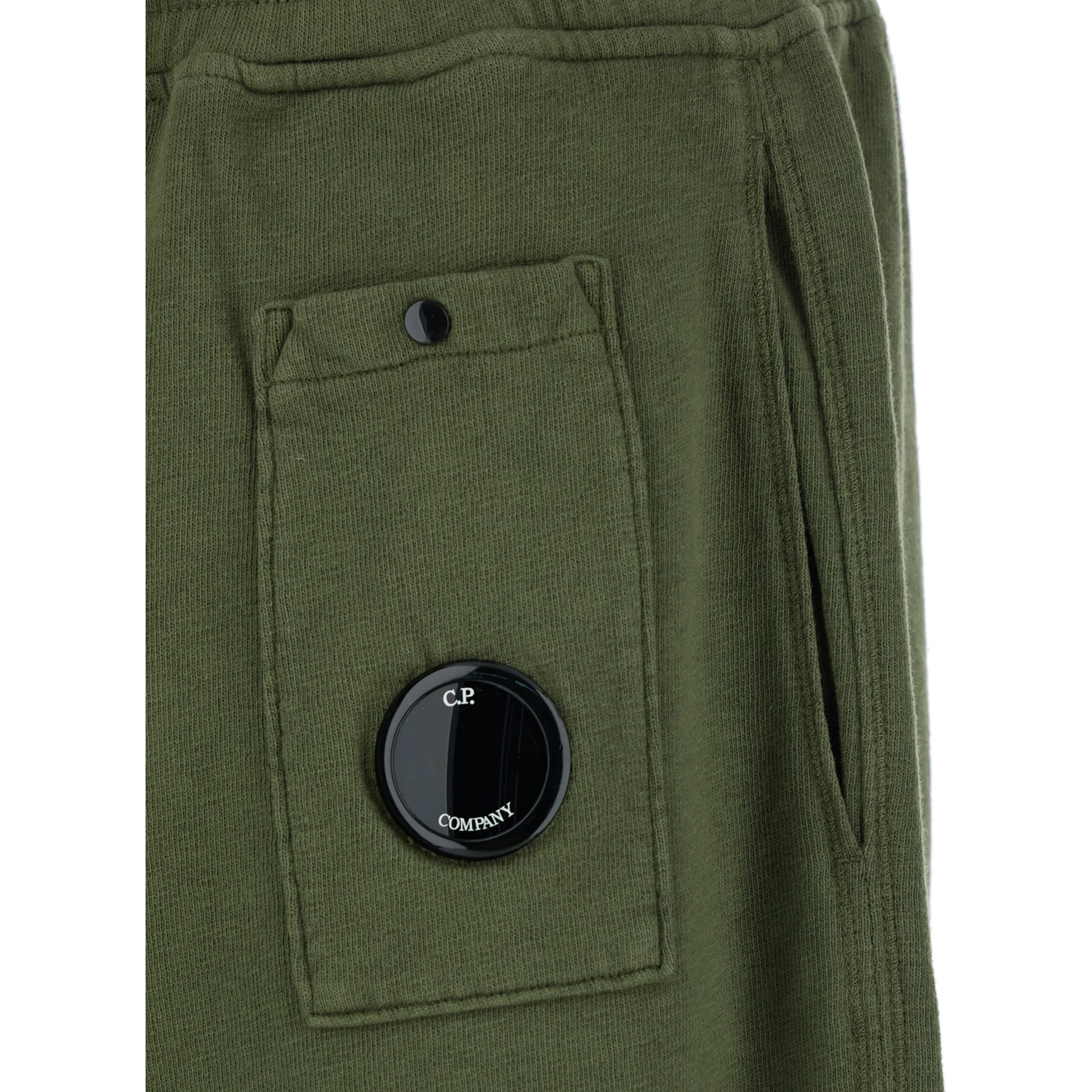 Green Shorts with Elastic Drawstring Waist and Logo Plaque on the Front in Cotton Man