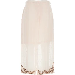 Sokna Pink Skirt with Rhinestone Embellishments on the Front and Rear Concealed Zip Closure in Viscose Woman