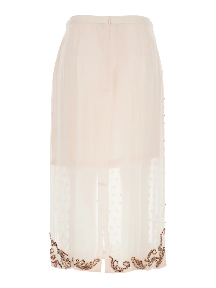 Sokna Pink Skirt with Rhinestone Embellishments on the Front and Rear Concealed Zip Closure in Viscose Woman alternative