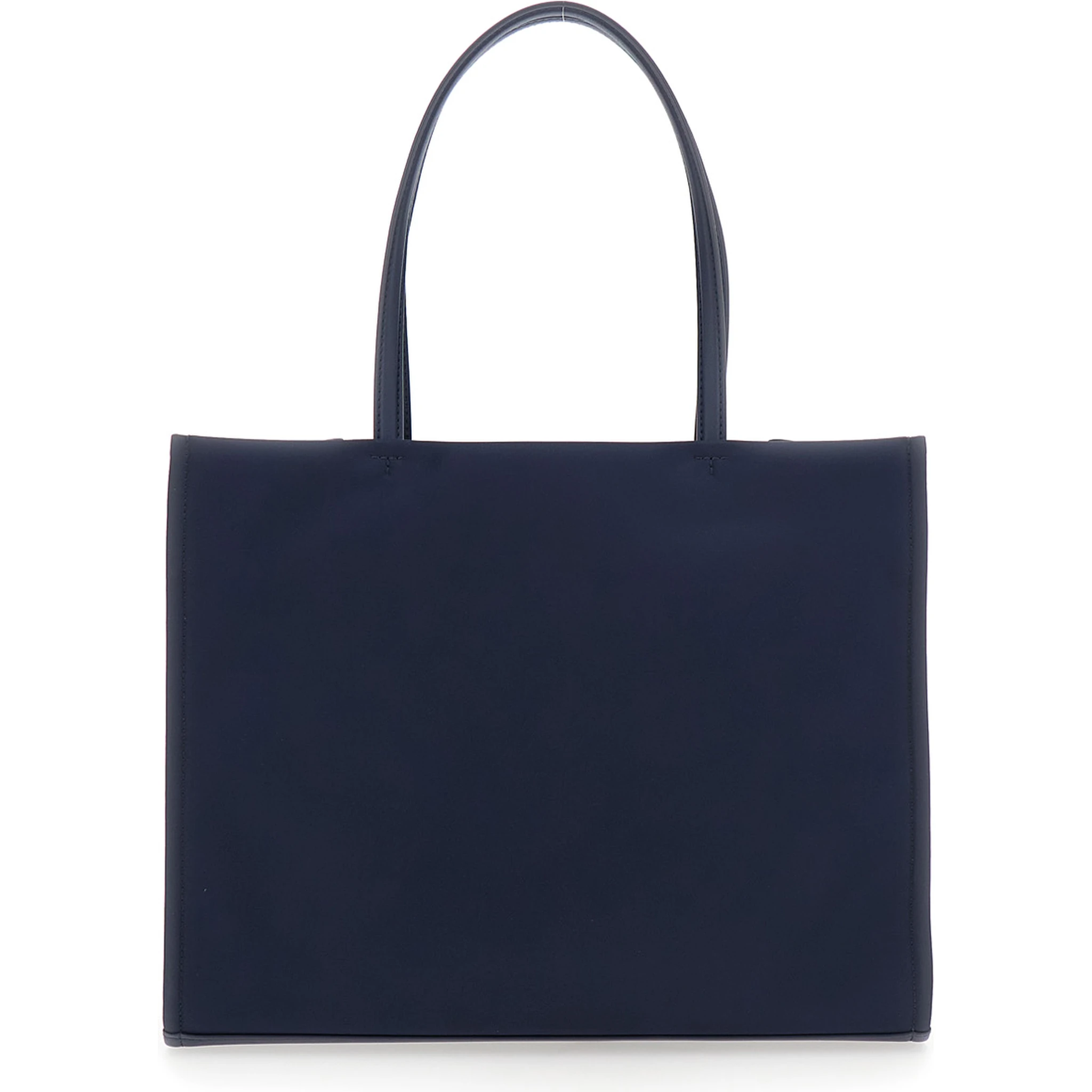 Ella Blue Small Tote Bag with Two Top Handles and Embossed Maxi Logo on the Front in Fabric Woman