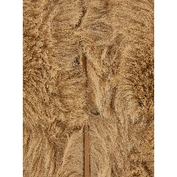 Beige Shearling Coat with Round Neck and Front Closure in Faux Fur Woman
