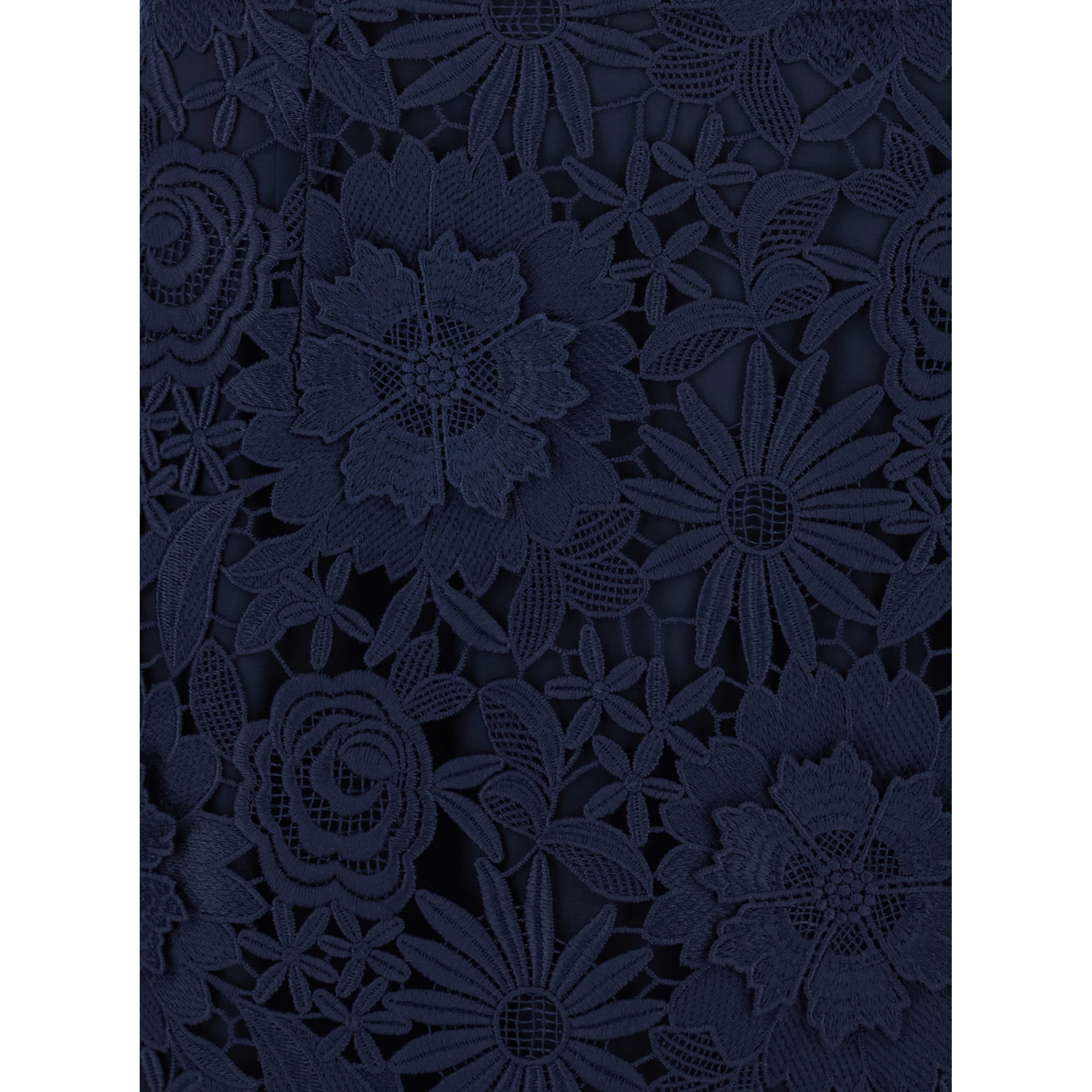 Blue Skirt with Semi Transparent Design and Floral Decorations in Fabric Woman