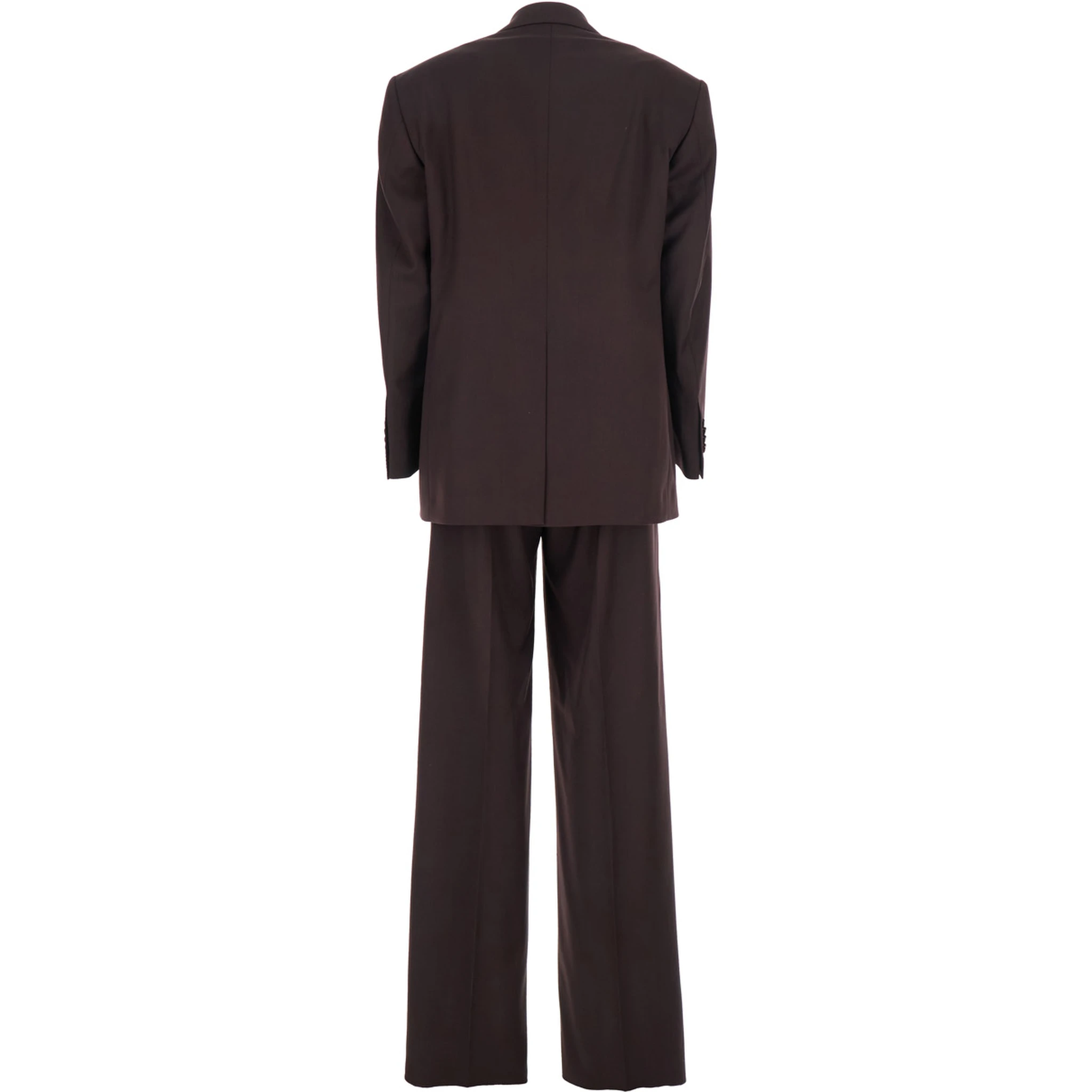 Brown Double-Breasted Suit with Notched Revers in Fabric Woman
