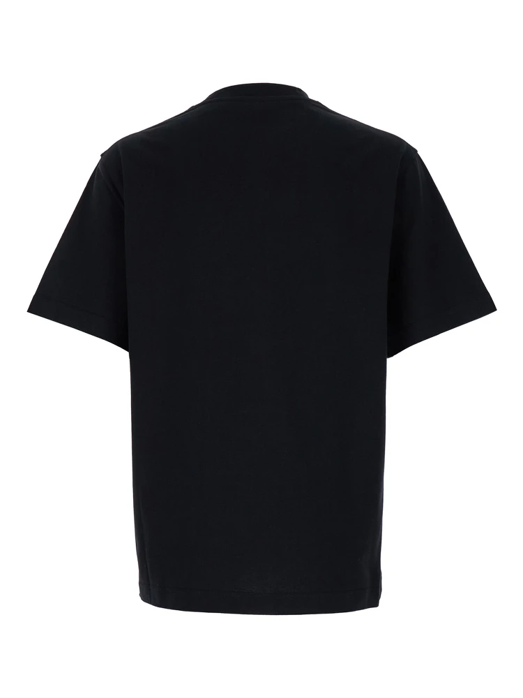 Black T-Shirt with Contrasting Equestrian Knight Print in Cotton Man alternative
