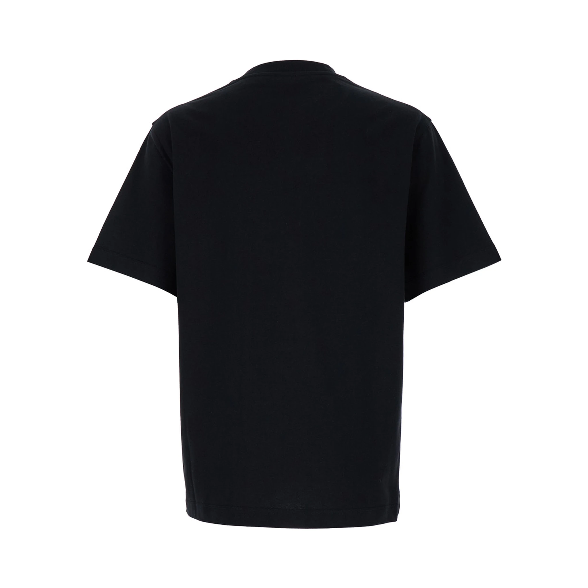 Black T-Shirt with Contrasting Equestrian Knight Print in Cotton Man