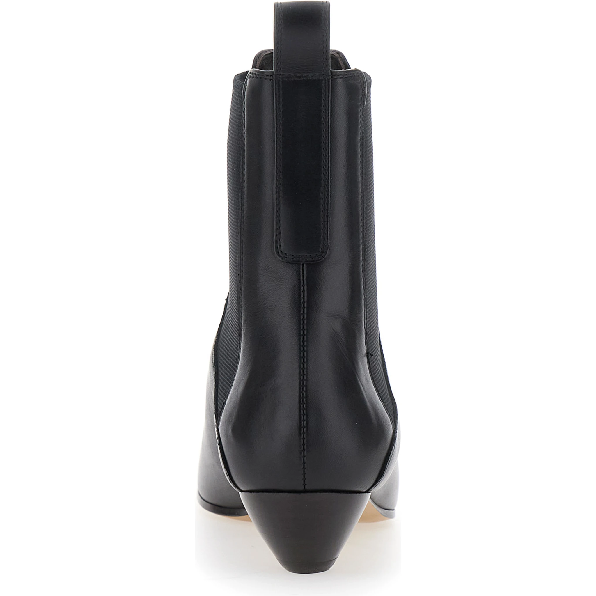 Allegra Chelsea Black Ankle Boots with Elastic Panels in Leather Woman