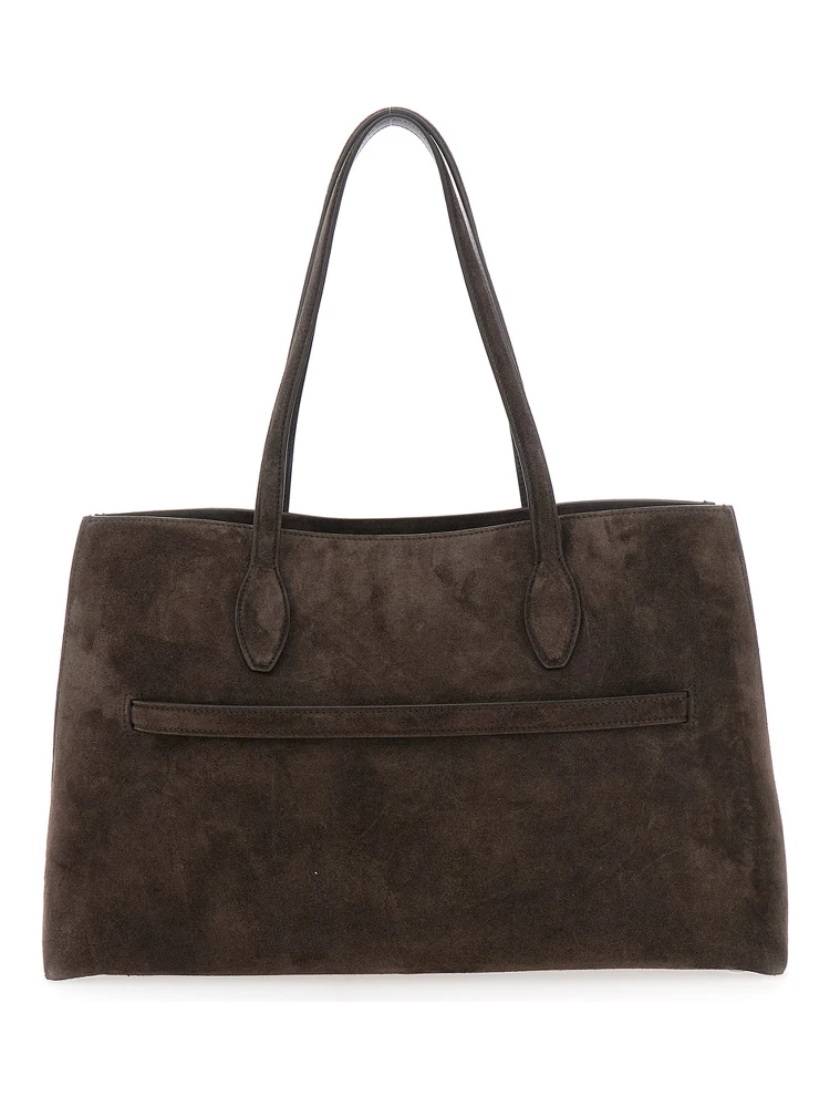 Lounge Brown Tote Bag with Belt and Embossed Logo Lettering on the Front in Suede Woman alternative