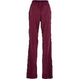 Fuchsia Pants with Elastic Waist with Logo Lettering in Silk Stretch Woman