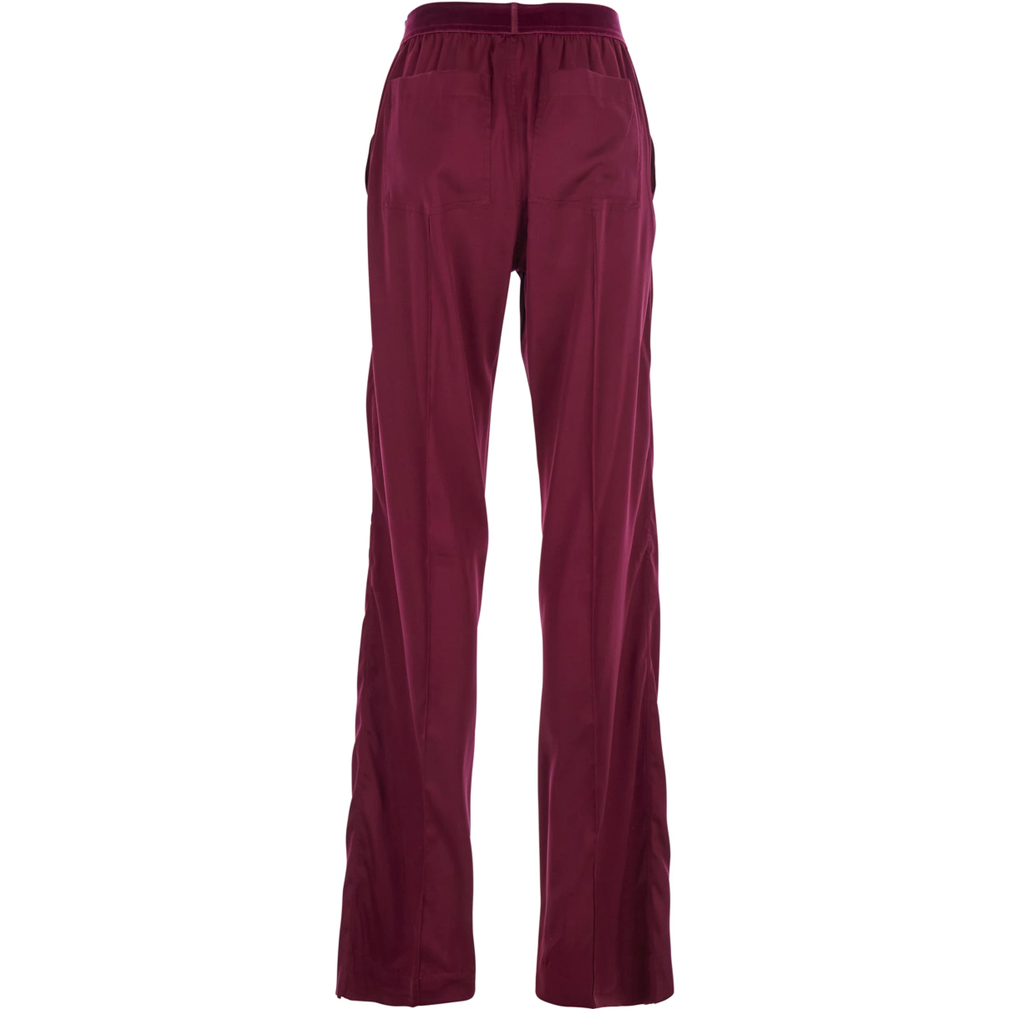 Fuchsia Pants with Elastic Waist with Logo Lettering in Silk Stretch Woman
