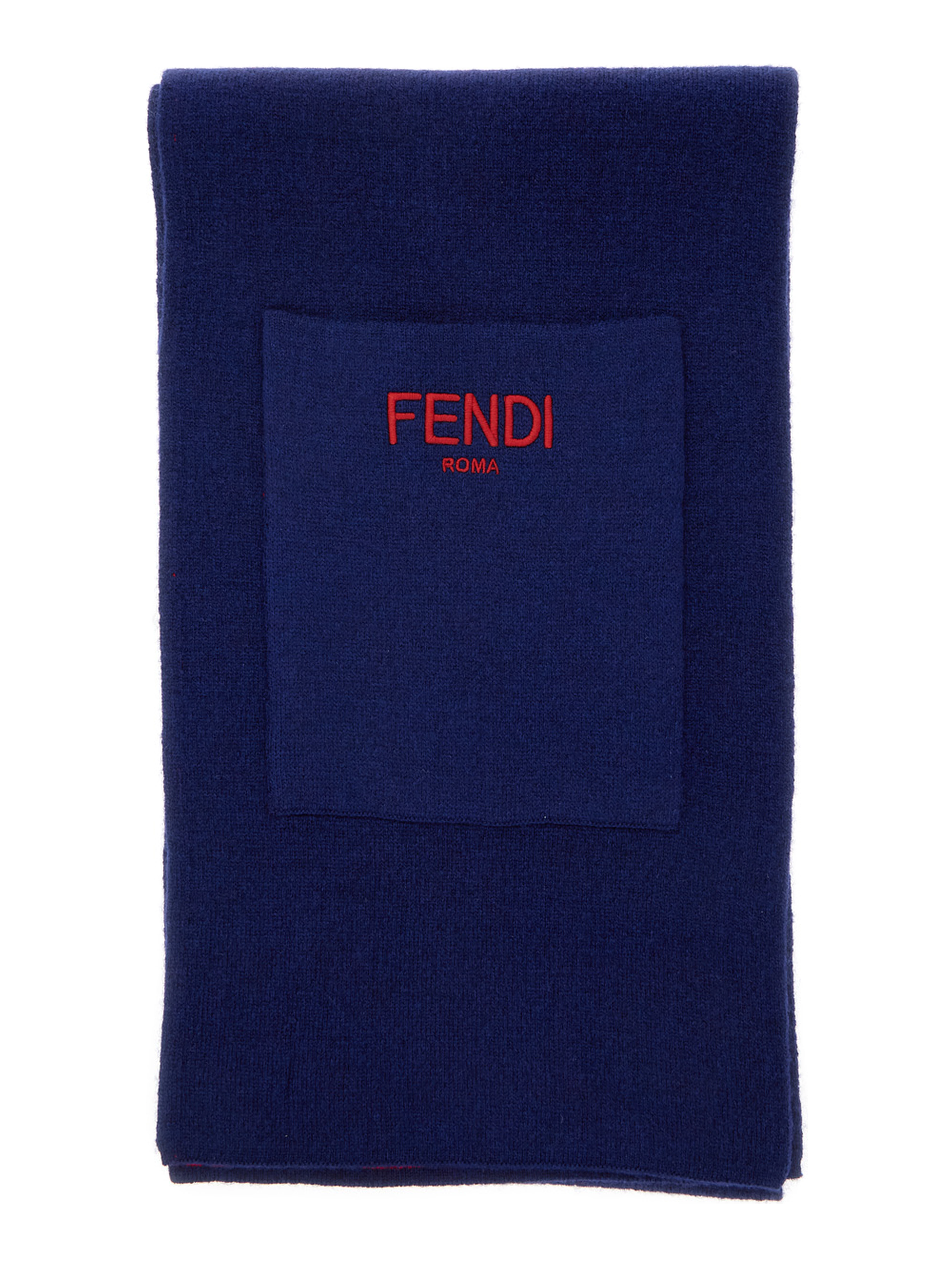Blue Wraparound Scarf with Logo Patch on the Front in Wool and Cashmere Boy