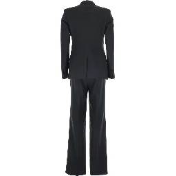Black Double-Breasted Suit with Peak Revers in Wool Woman