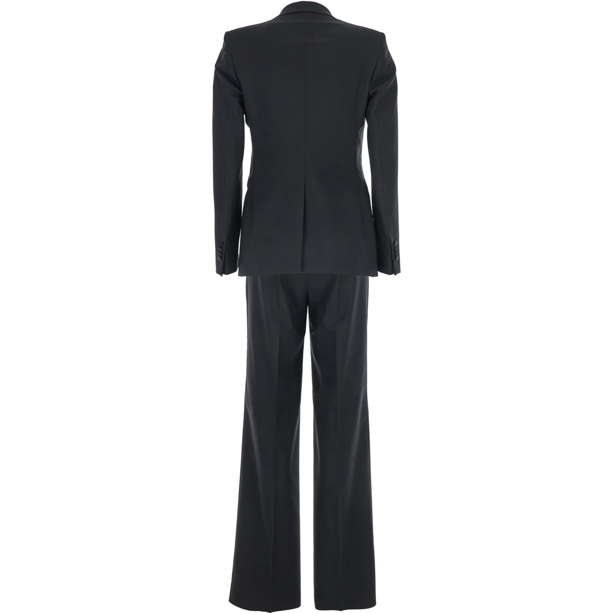 Black Double-Breasted Suit with Peak Revers in Wool Woman