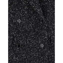 Black Double-Breasted Coat with Peak Revers in Wool Blend Woman