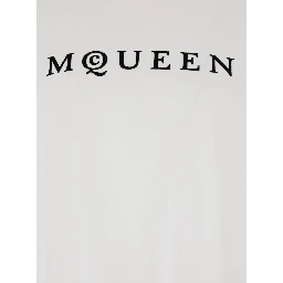 White Crewneck T-Shirt with Logo Lettering on the Front in Cotton Man