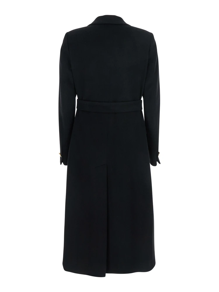 Jole Black Double-Breasted Coat with Golden Buttons in Wool Blend Woman alternative