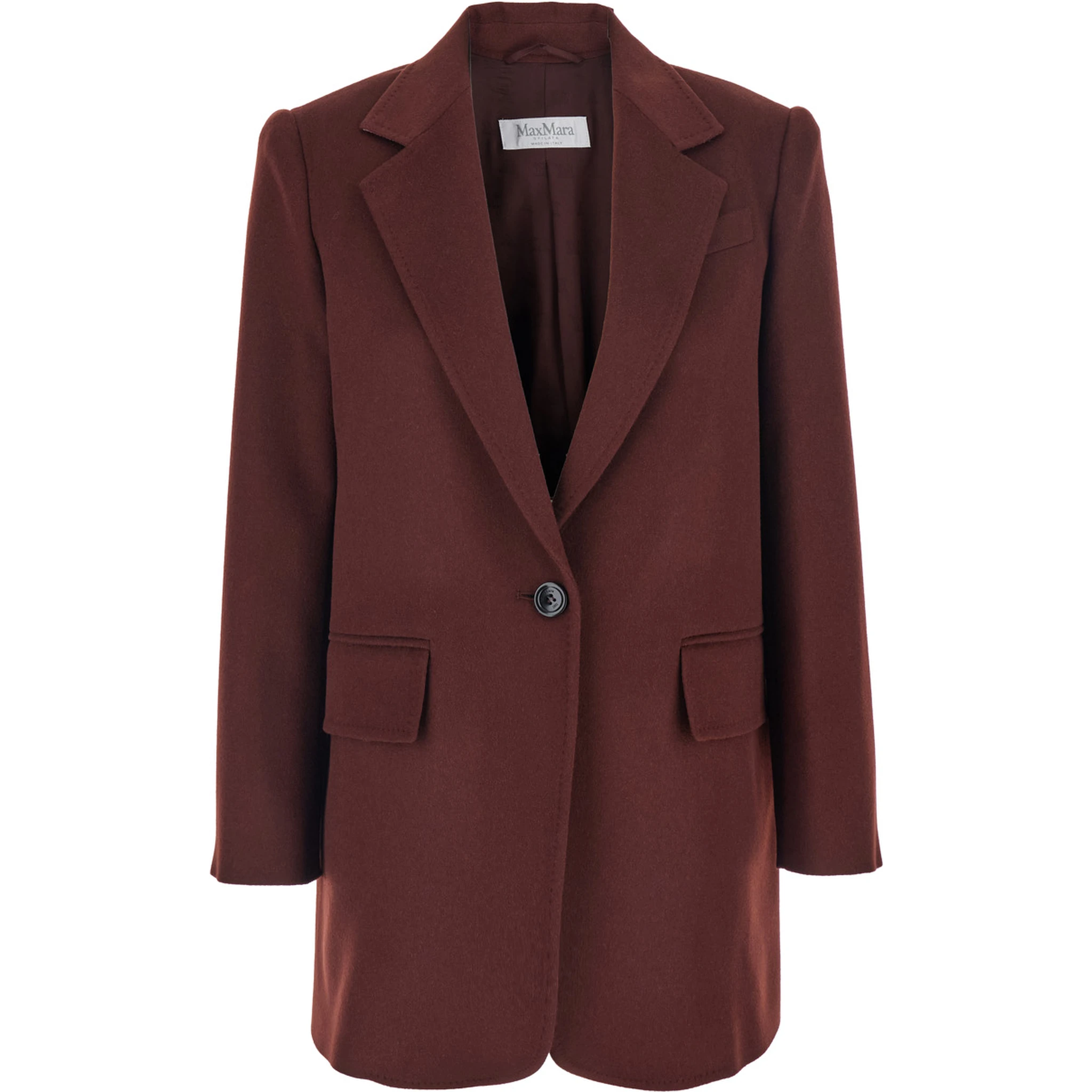 Ariccia Bordeaux Single-Breasted Jacket with Notched Revers in Wool Woman
