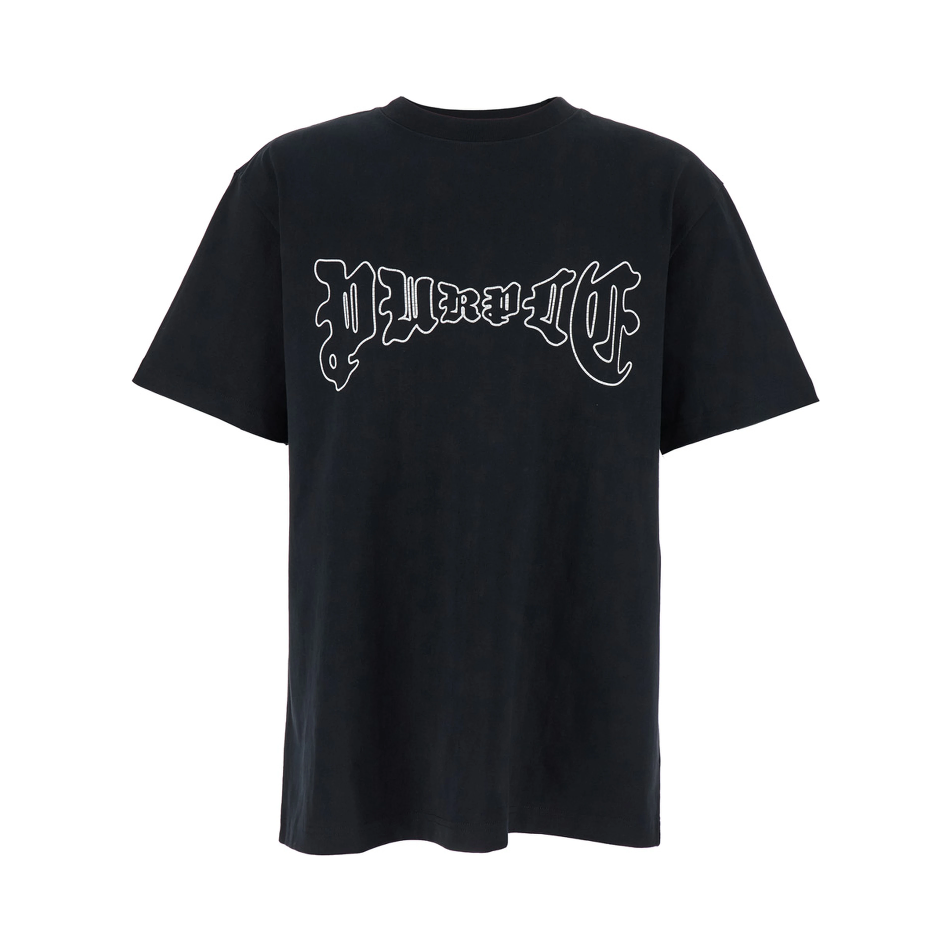 Black Crewneck T-Shirt with Logo Print on the Front in Cotton Man
