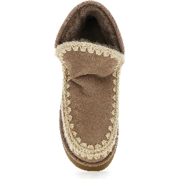 Mini Eskimo Brown Ankle Boots with Logo Patch on the Rear in Leather and Suede Woman