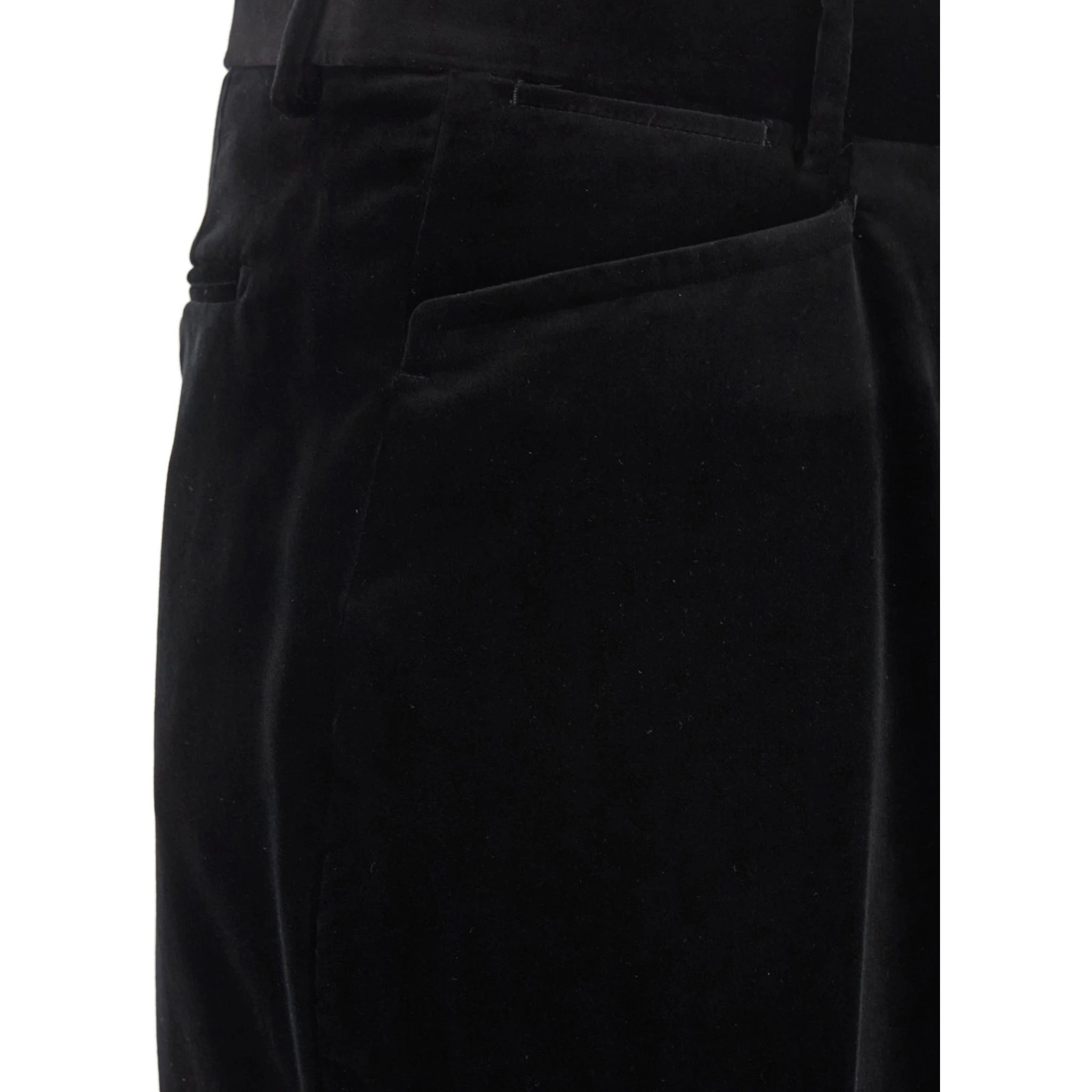 Black Trousers with Belt Loops and Front Pleats in Velvet Man