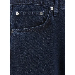 Blue Jeans with Belt Loops and Logo Patch on the Rear in Denim Man