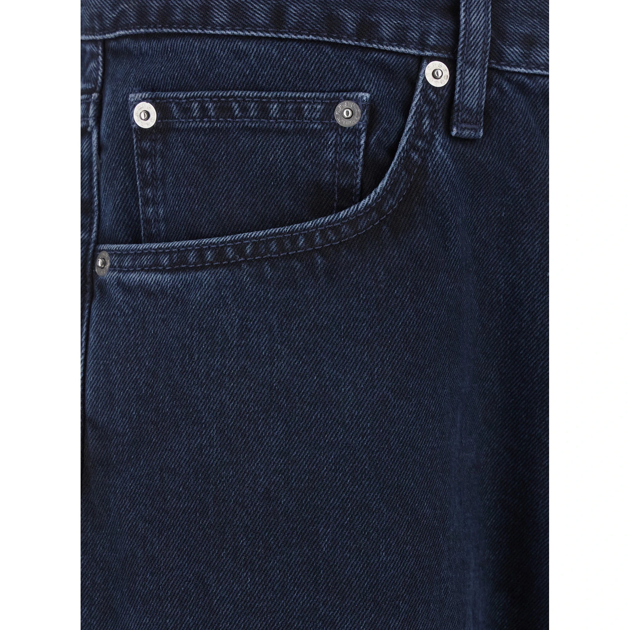 Blue Jeans with Belt Loops and Logo Patch on the Rear in Denim Man