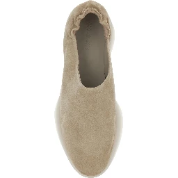 Beige Mules with Logo Patch on the Back and Elasticized Heel in Suede Man