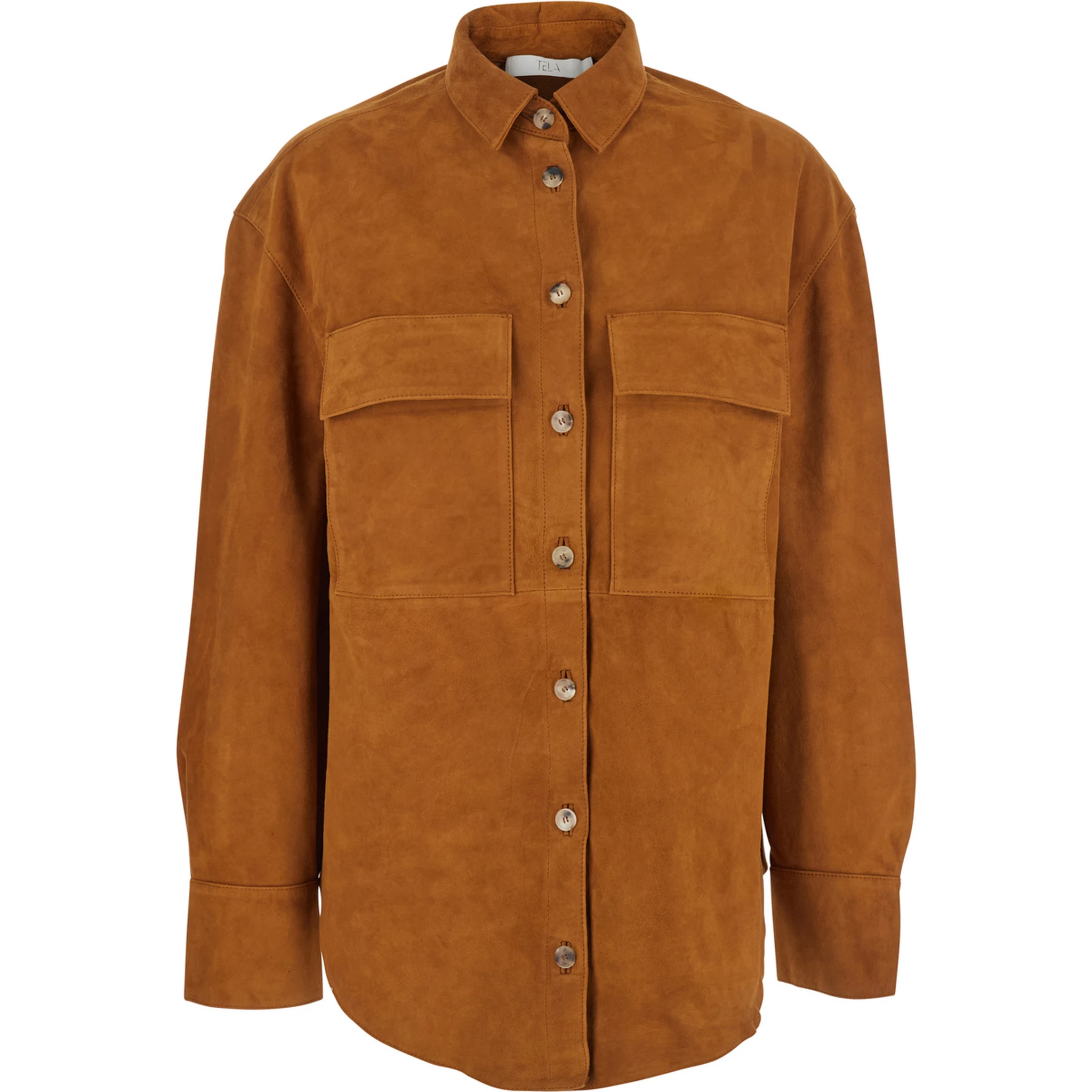 Beige Jacket with Classic Collar in Suede Woman