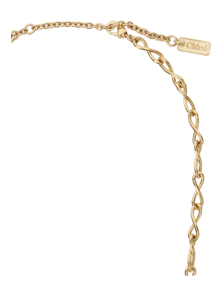 Gold Colored Chain Necklace with Pendant in Metal Woman alternative