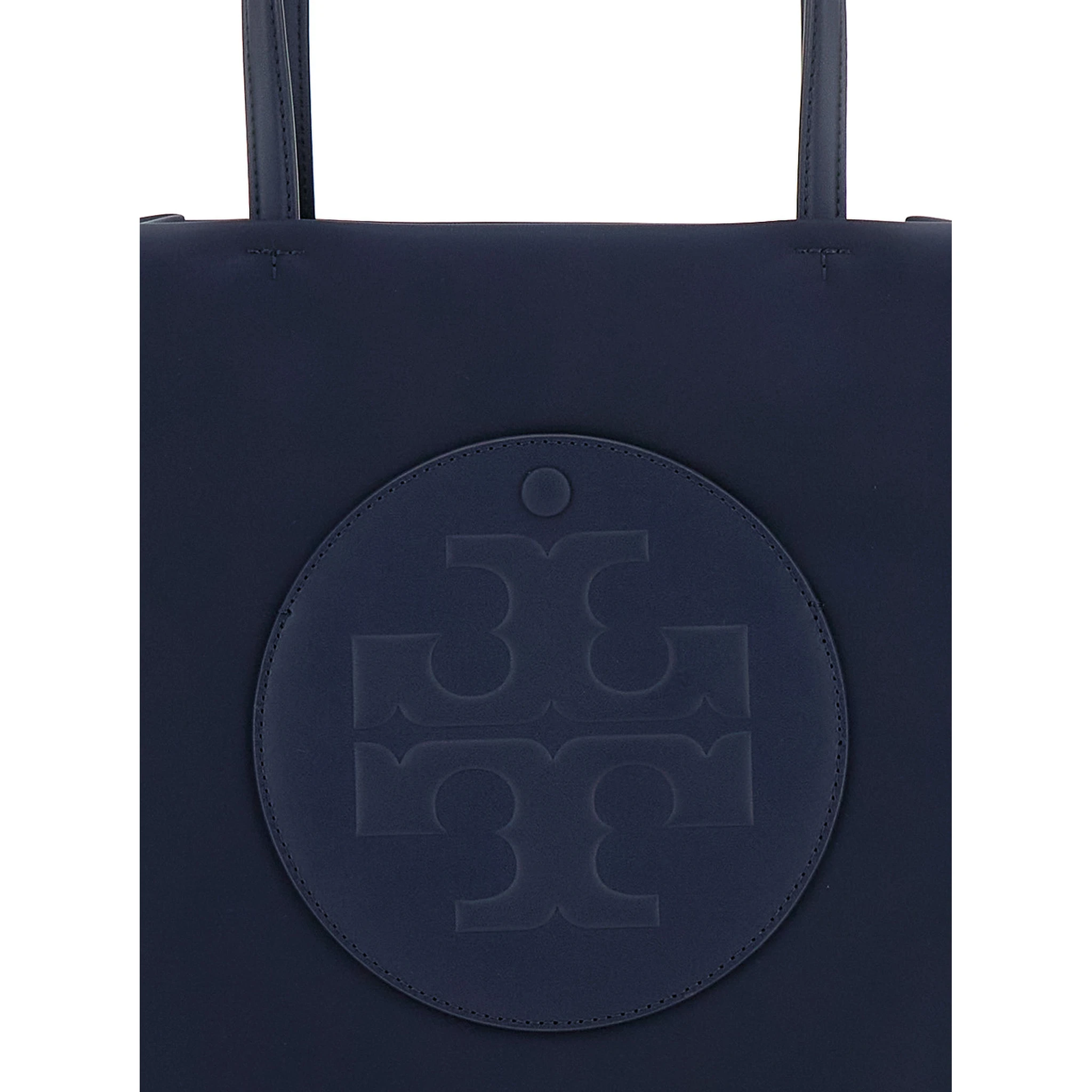 Ella Blue Small Tote Bag with Two Top Handles and Embossed Maxi Logo on the Front in Fabric Woman