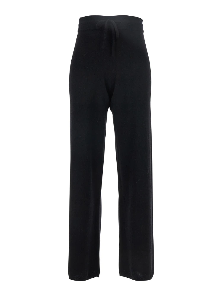 Black Pants with Drawstring Waist in Cashmere Woman