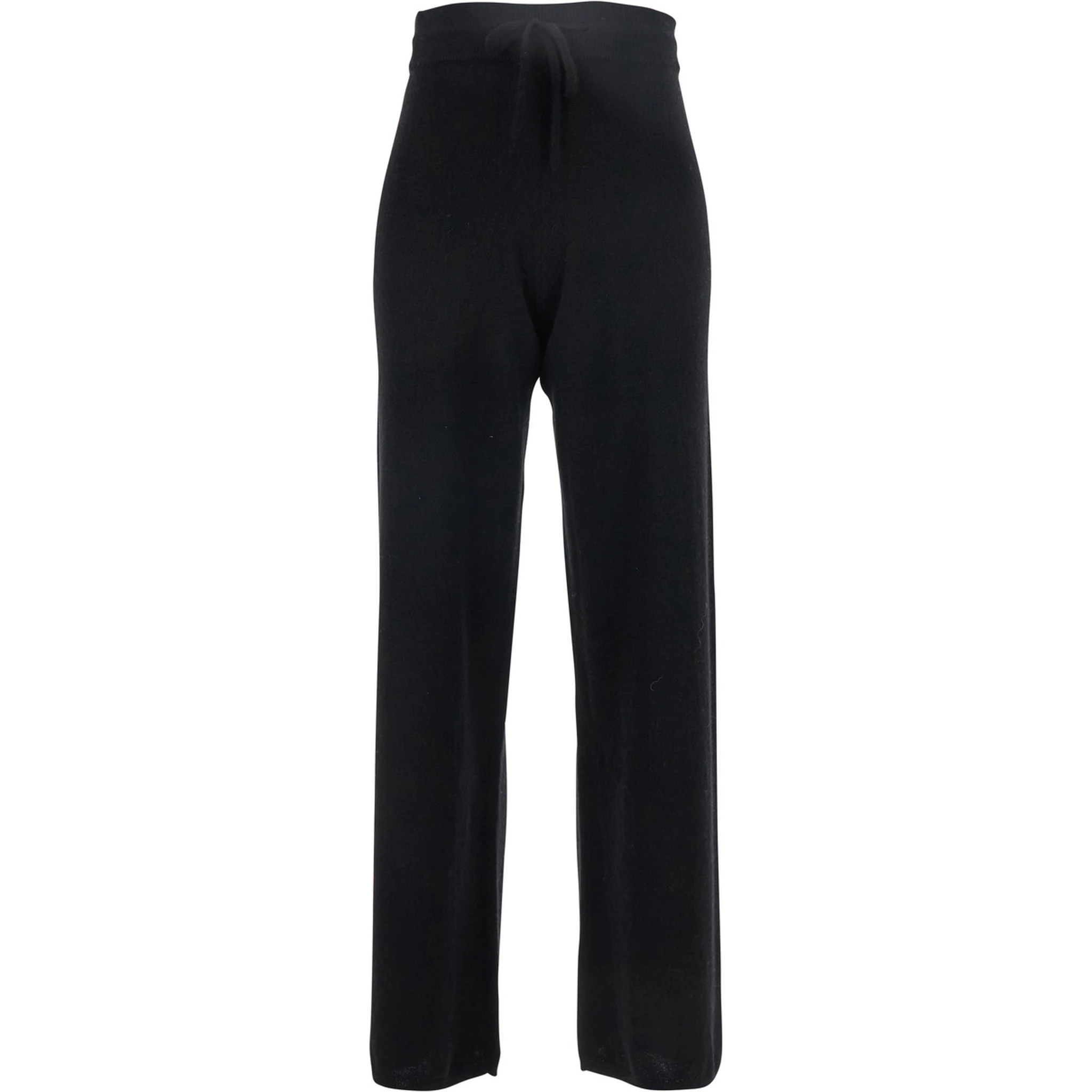 Black Pants with Drawstring Waist in Cashmere Woman
