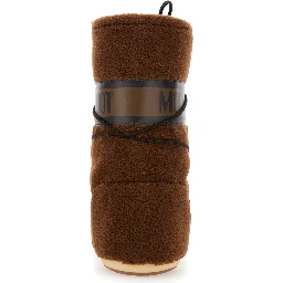 Icon Brown Snow Boots with Maxi Logo Print on the Side in Fleece Woman