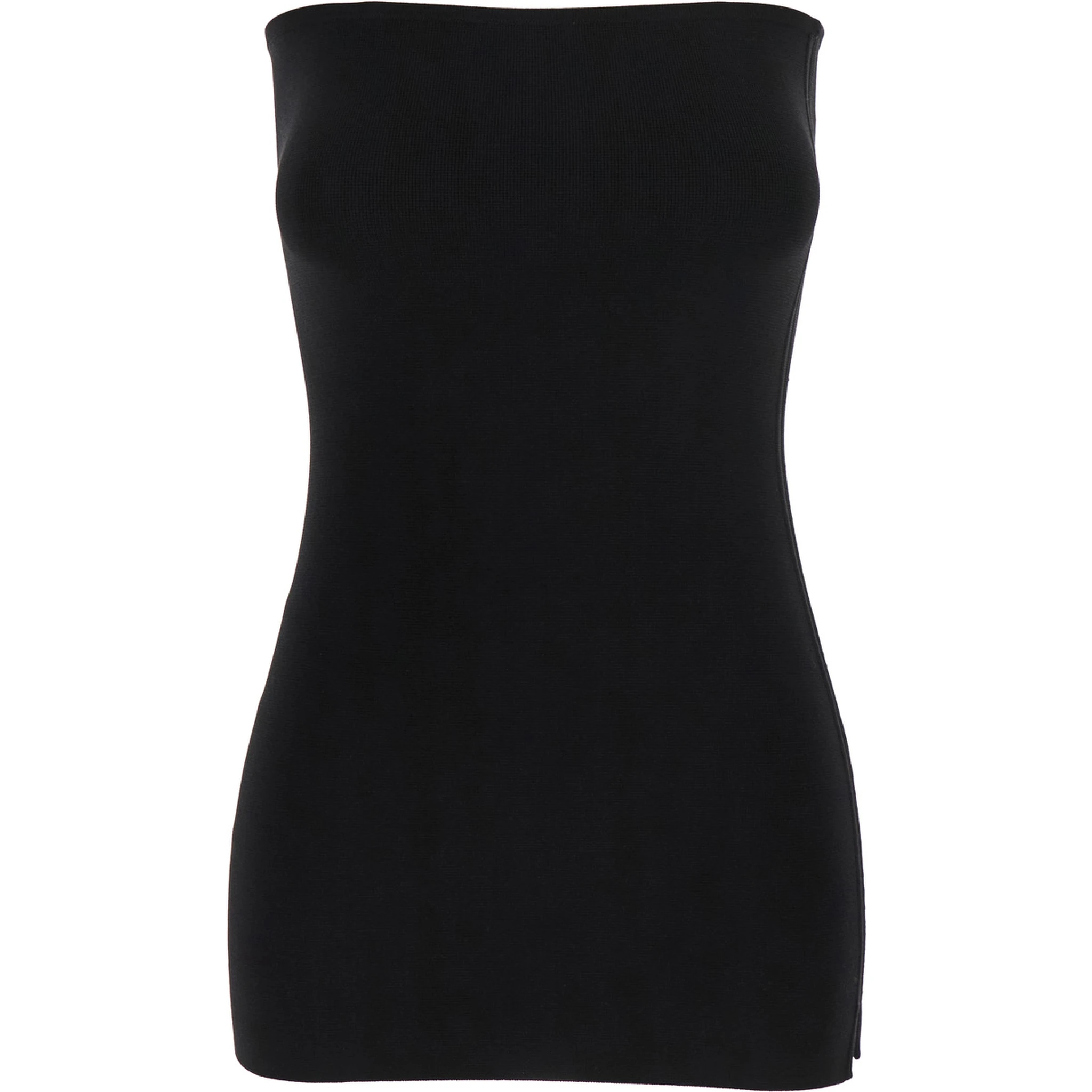 Black Sleeveless Off-Shoulder Top in Viscose Blend Stretch Woman