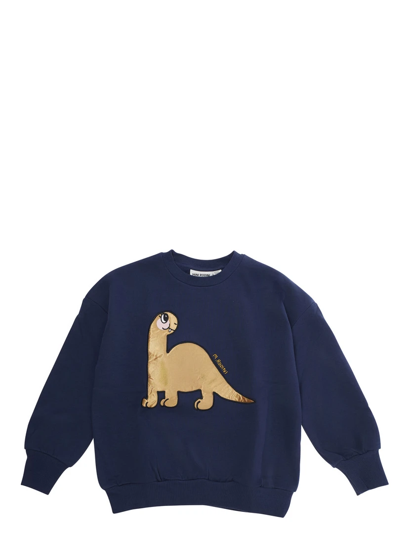 Blue Sweatshirt with Dino Patch on the Front in Cotton Boy