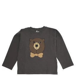 Grey Crew Neck Sweater with Front Print in Cotton Boy