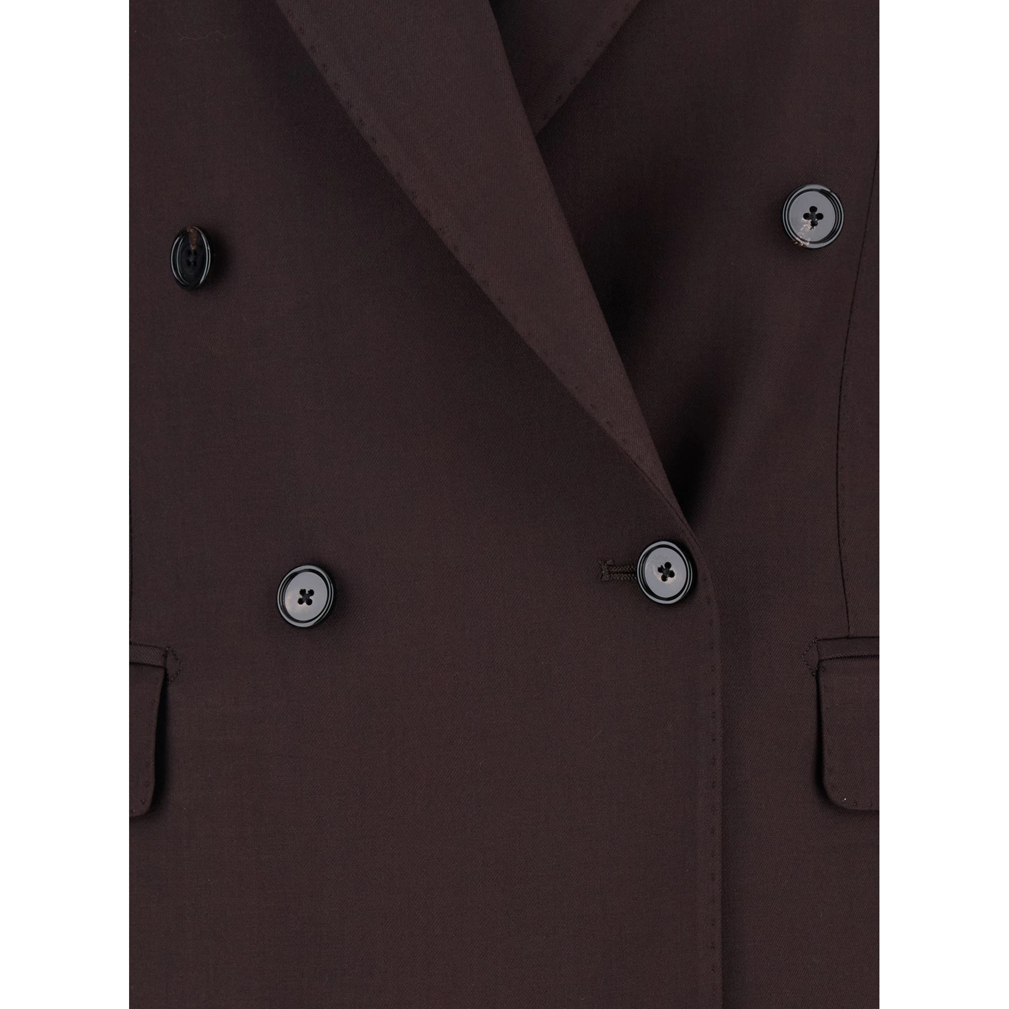 Brown Double-Breasted Suit with Notched Revers in Fabric Woman