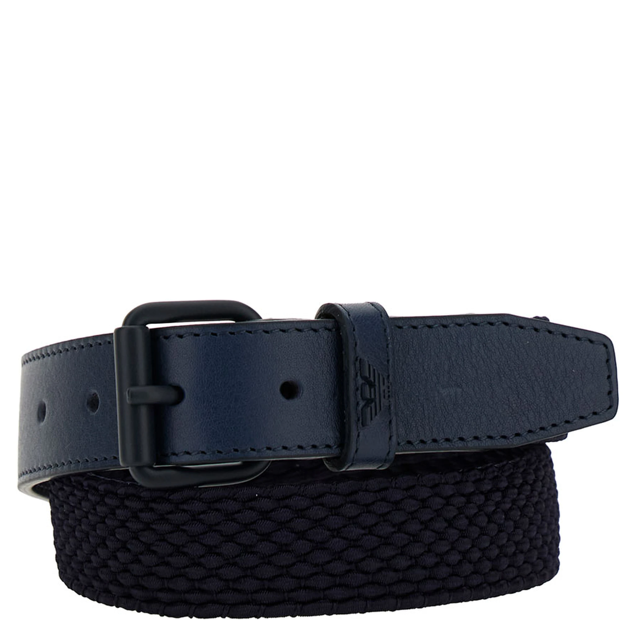 Blue Belt with Logo in Braided Fabric and Leather Boy