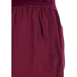 Fuchsia Pants with Elastic Waist with Logo Lettering in Silk Stretch Woman