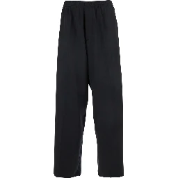 بنطال أسود رجالي من الصوف بخصر مطاطي