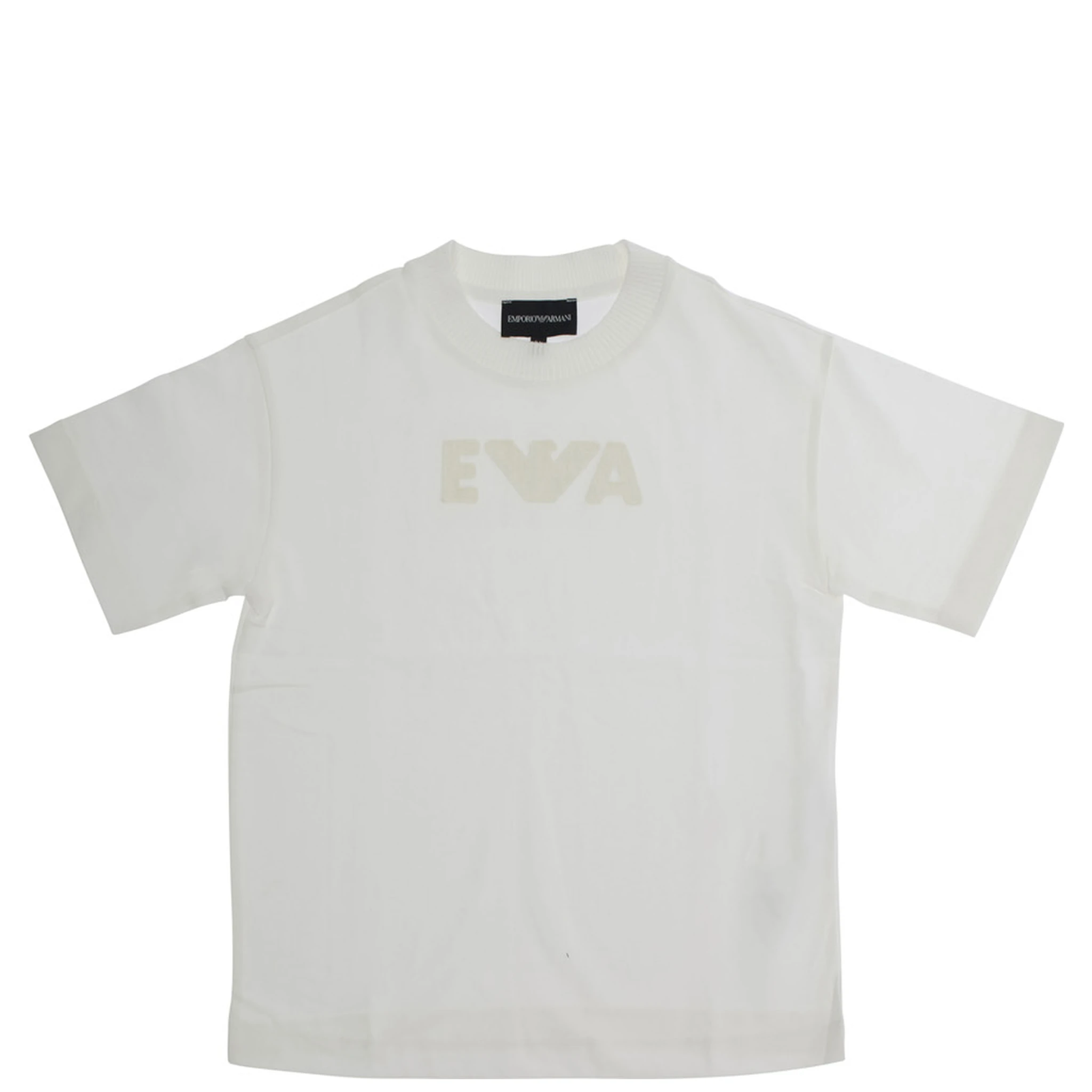 White Crewneck T-Shirt with Logo Print on the Front in Cotton Boy