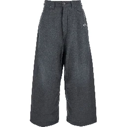 Grey Oversize Pants with Logo Detail on the Front and Logo Patch on the Rear in Cotton Man