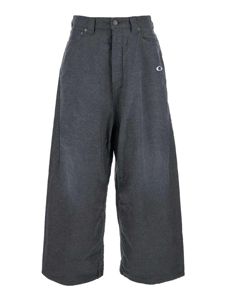 Grey Oversize Pants with Logo Detail on the Front and Logo Patch on the Rear in Cotton Man