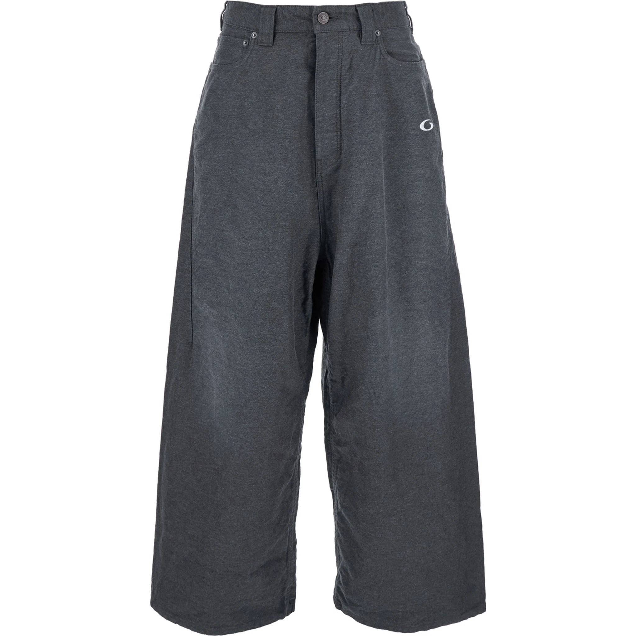 Grey Oversize Pants with Logo Detail on the Front and Logo Patch on the Rear in Cotton Man