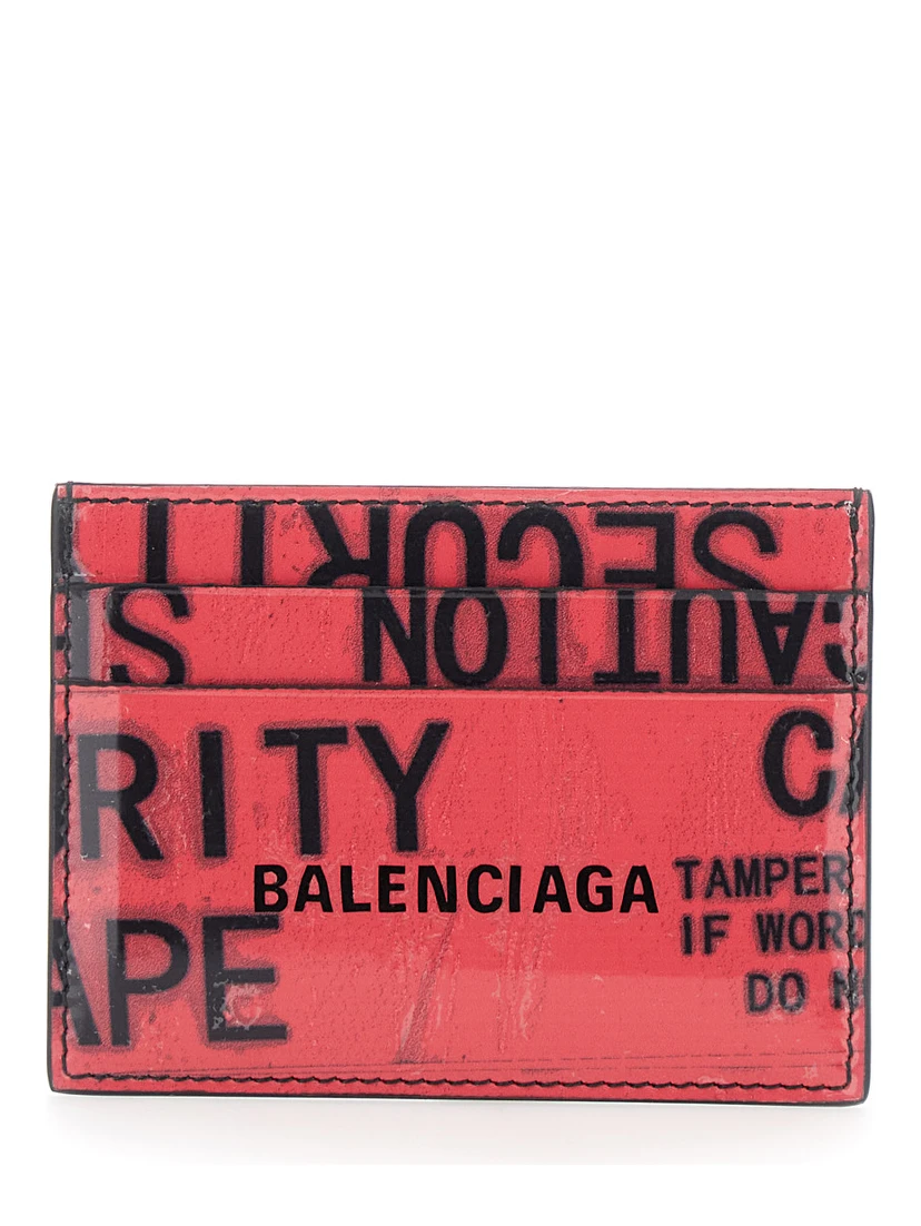 Red Card Holder with Maxi Lettering in Leather Man