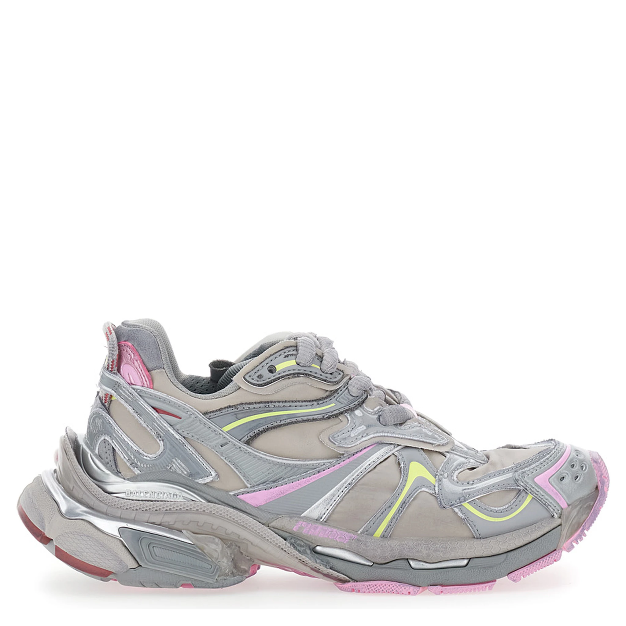 Runner 2 Beige Sneaker with Embossed Logo in Mesh and Nylon Woman