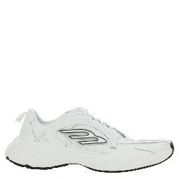 Monday White Low Top Sneakers with Logo Detail and Embossed Size on the Rear in Leather and Fabric Man