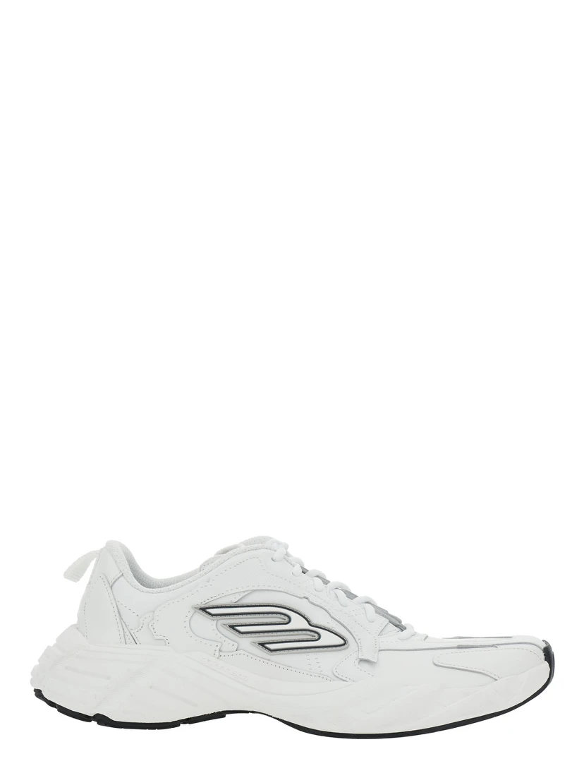 Monday White Low Top Sneakers with Logo Detail and Embossed Size on the Rear in Leather and Fabric Man