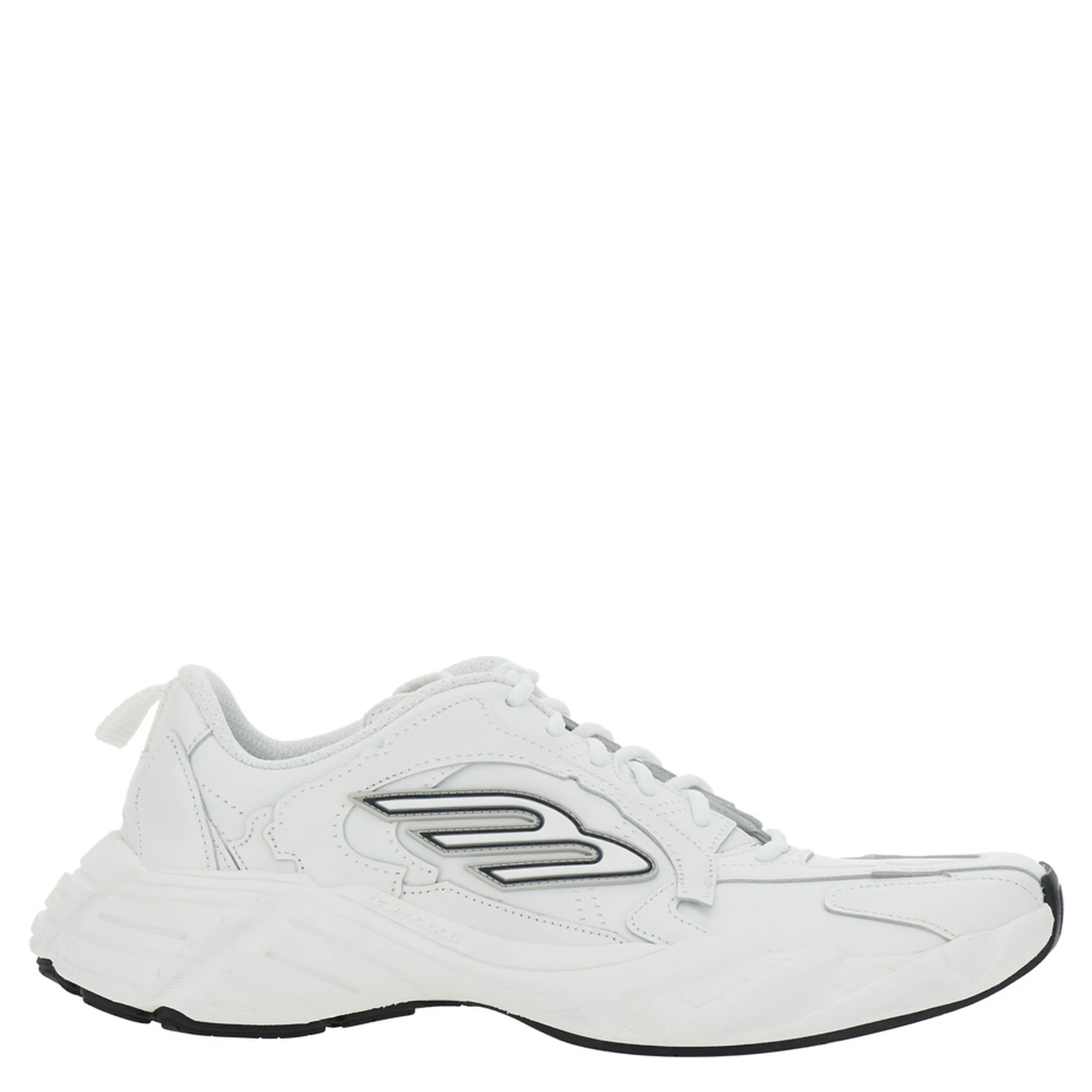 Monday White Low Top Sneakers with Logo Detail and Embossed Size on the Rear in Leather and Fabric Man