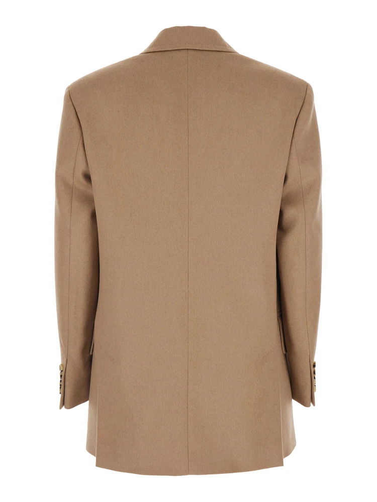 Olimpia Beige Double-Breasted Jacket with Peak Revers in Wool Woman alternative