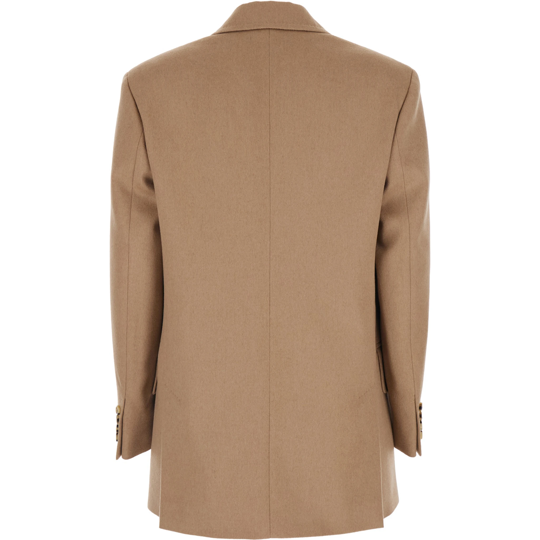 Olimpia Beige Double-Breasted Jacket with Peak Revers in Wool Woman